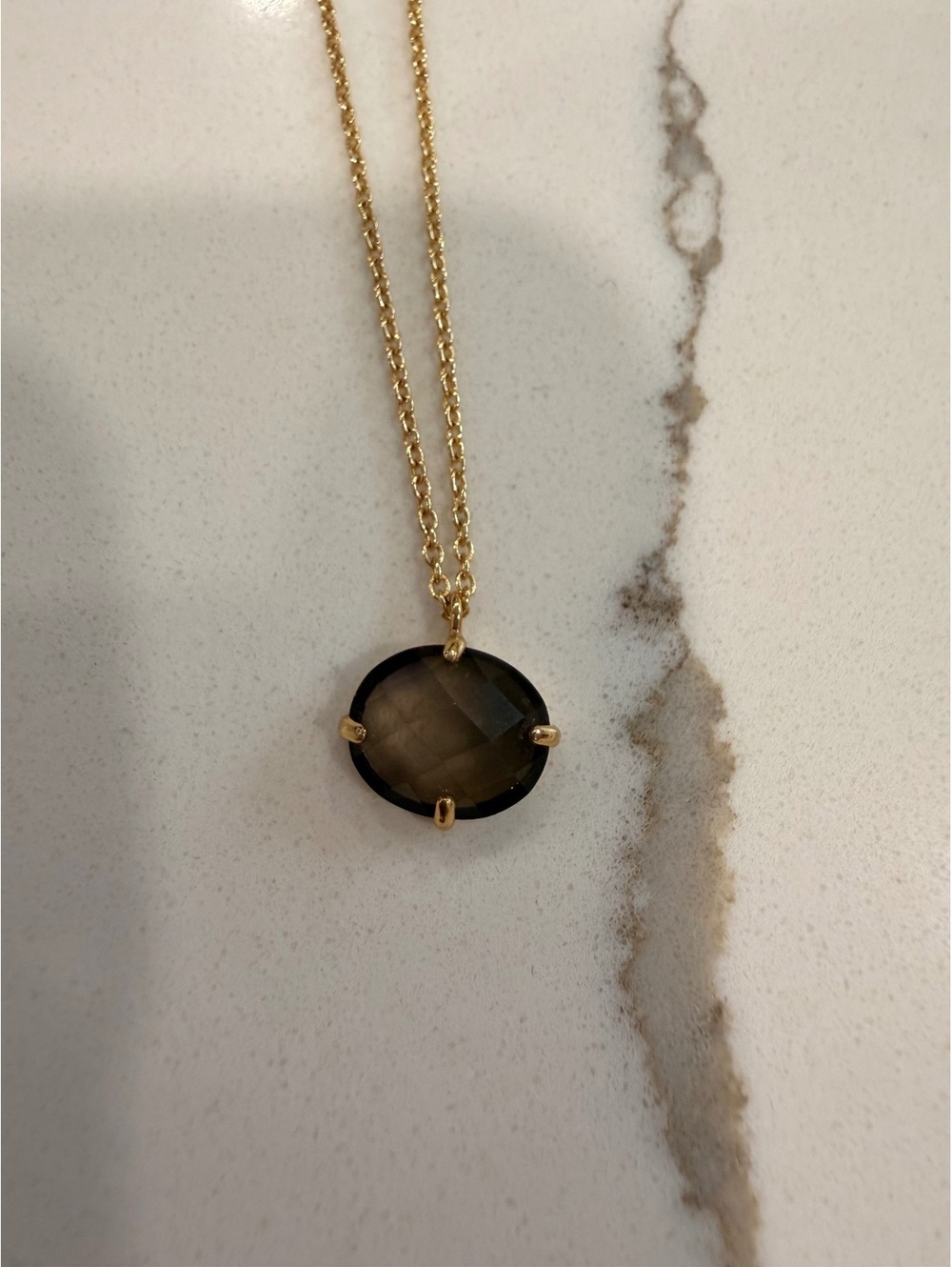Gold-filled Necklace with Smoky Quartz Pendant, 16-18 inch